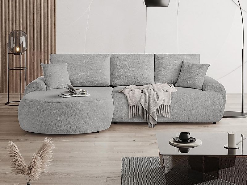 Beautysofa Ecksofa mit Kissen aus Bouclé-Stoff günstig online kaufen