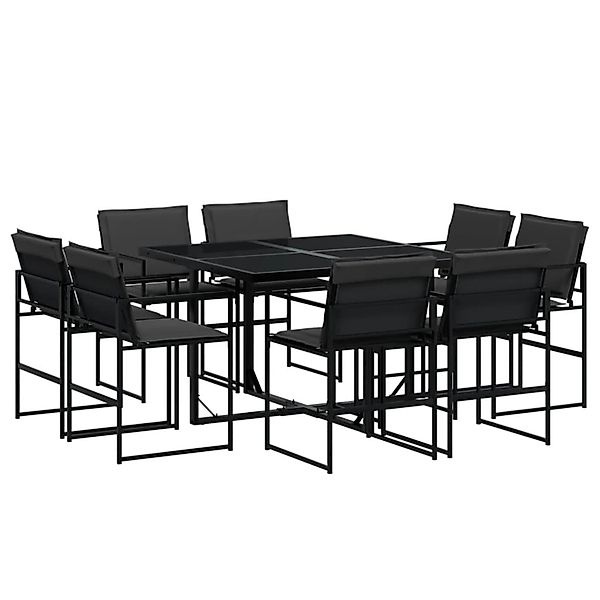 vidaXL 9-Tlg Garten-Essgruppe mit Kissen Schwarz Textilene 3295078 günstig online kaufen