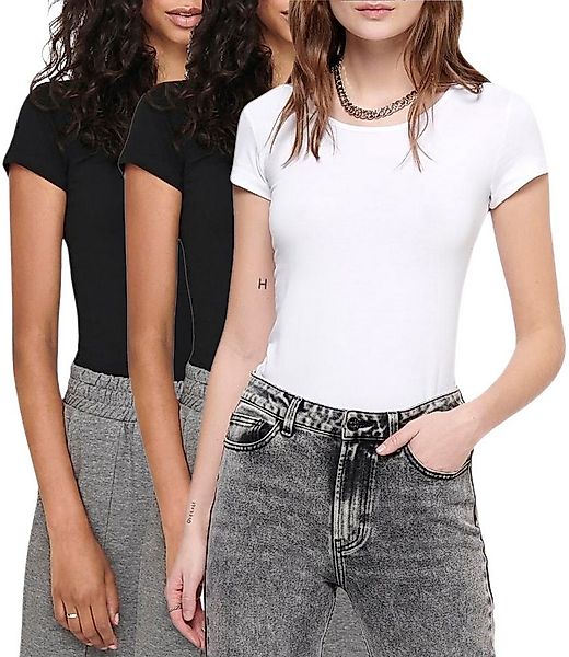 ONLY T-Shirt (3er-Pack) Basic Shirts in Unifarben günstig online kaufen