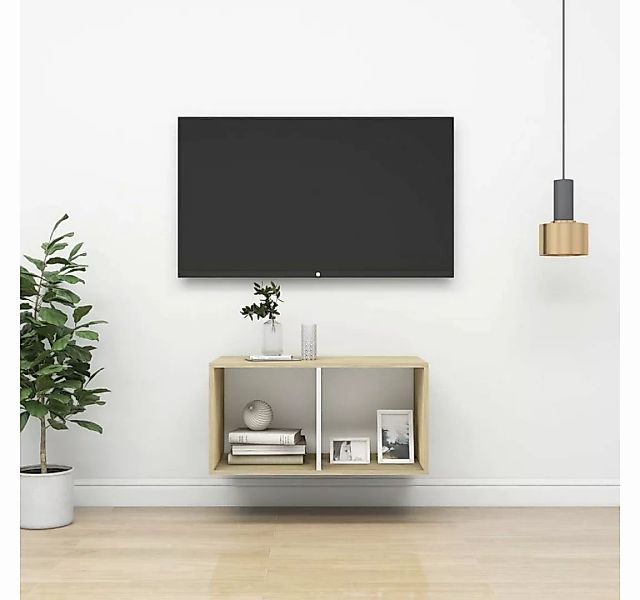 furnicato TV-Schrank TV-Wandschrank Sonoma-Eiche und Weiß 37x37x72 cm Holzw günstig online kaufen