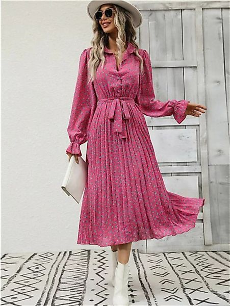 RUZU UG Dirndl Kleid, modischer Faltenrock, plissierter Langarmrock günstig online kaufen
