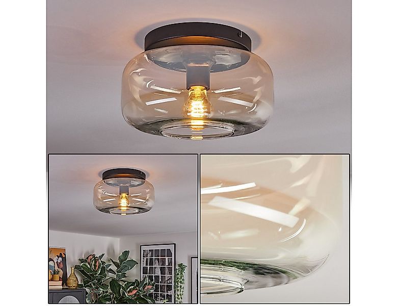hofstein Deckenleuchte 1-flammige Deckenlampe aus Metall/Glas in Schwarz/Be günstig online kaufen