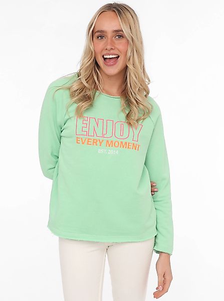 Zwillingsherz Sweatshirt ""Enjoy"", mit Used-Look Kanten und Stickerei günstig online kaufen