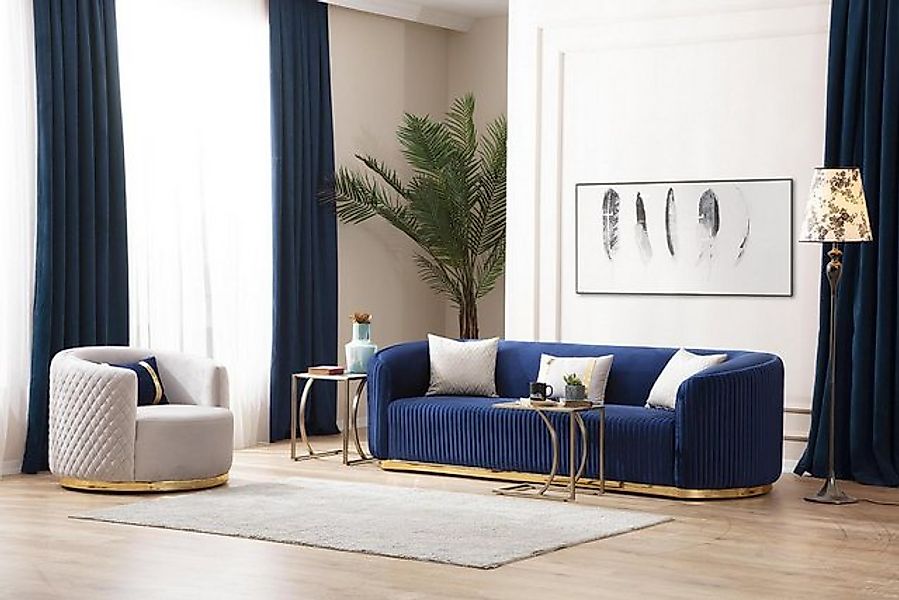 Xlmoebel Sofa Zeitgemäßes Sofa-Set mit einem Drei-Sitzer und einem Sessel, günstig online kaufen