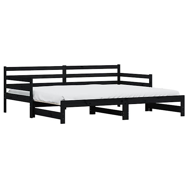 vidaXL Bett, Tagesbett Ausziehbar Schwarz 80x200 cm Massivholz Kiefer günstig online kaufen
