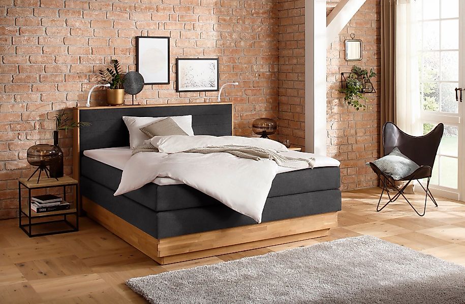 Home affaire Boxspringbett "Cavan", Eiche, inkl. Bettkasten & Topper, versc günstig online kaufen