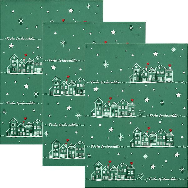 Erwin Müller Geschirrtuch Geschirrtuch "Häuschen" 3er-Pack, günstig online kaufen