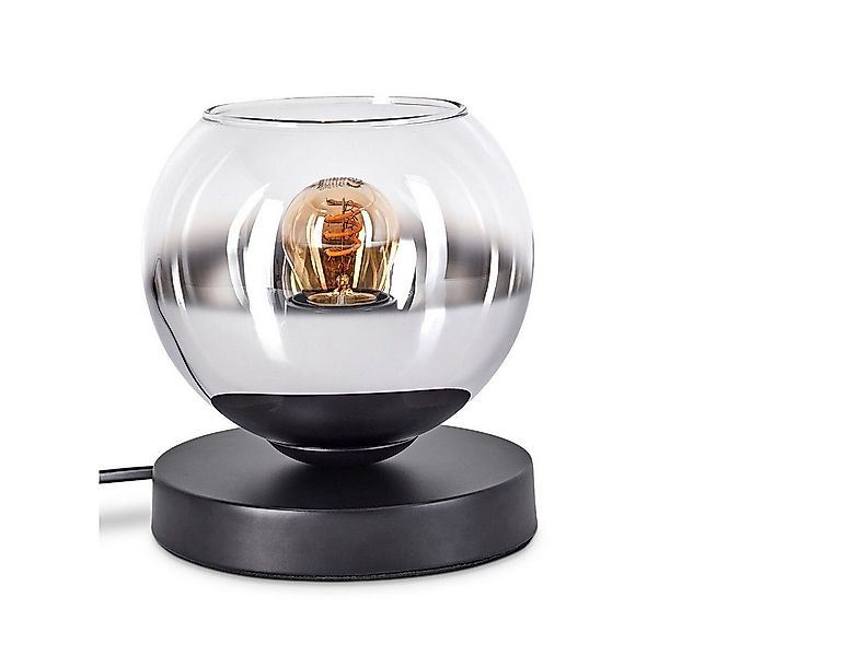 hofstein Tischleuchte Tischlampe aus Metall/Glas in Schwarz/Chromfarben/Kla günstig online kaufen