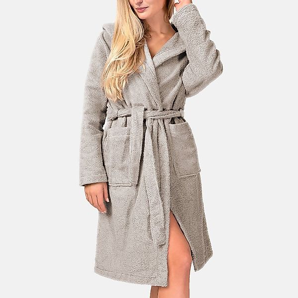 Herzbach Home Damenbademantel, wadenlang, mit Kapuze, günstig online kaufen