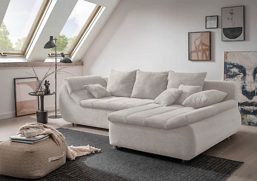 INOSIGN Ecksofa »Imola elegant und bequem, aktuelle Steppung im Sitz, L-For günstig online kaufen