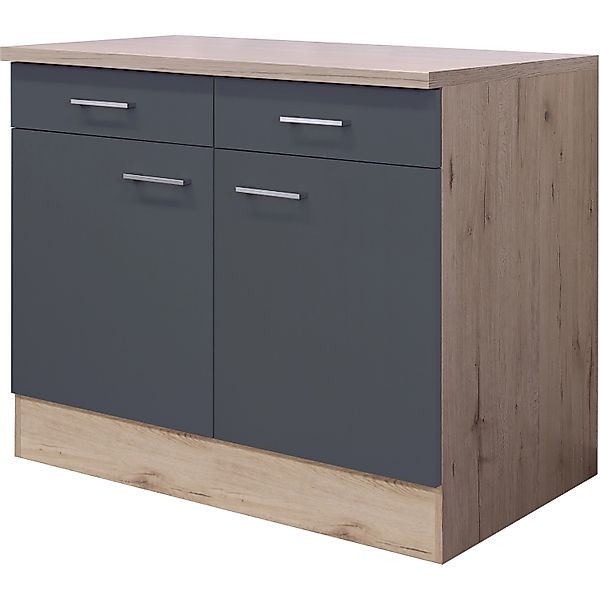 Flex-Well Exclusiv Küchen-Unterschrank Morena 100cm Basaltg. matt-San Remo günstig online kaufen
