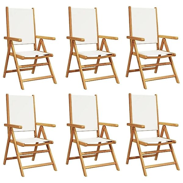 vidaXL Gartenstuhl Verstellbar 6 Stk Cremeweiß Stoff und Massivholz 3214539 günstig online kaufen
