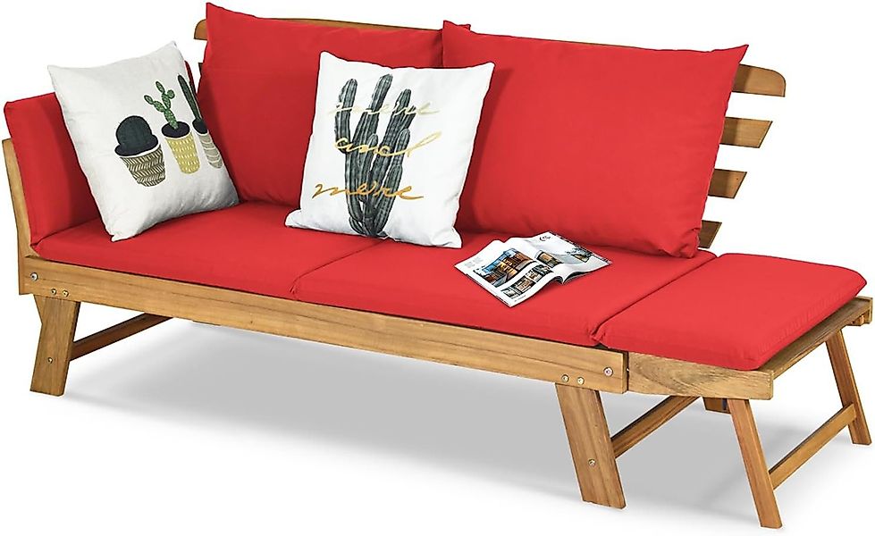 KOMFOTTEU Gartenbank 2-3 Sitzer Holzbank, mit günstig online kaufen