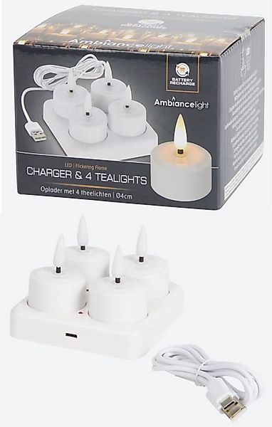 Spectrum LED-Kerze Wiederaufladbare elektrische Teelichter 4er Set günstig online kaufen
