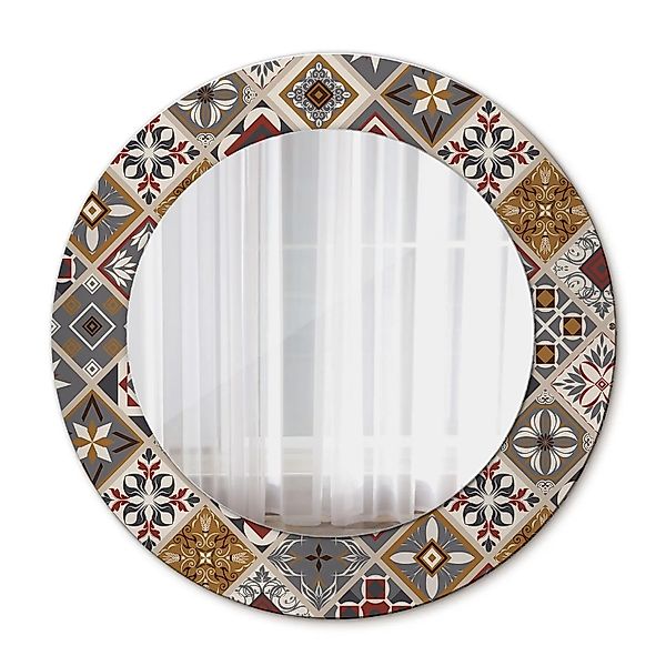 Tulup Bedruckter Spiegel Türkisches Muster 50x50 cm Runder Spiegel Bedruckt günstig online kaufen