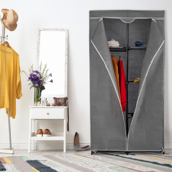 relaxdays Stoffschrank geschlosse Anthrazit günstig online kaufen