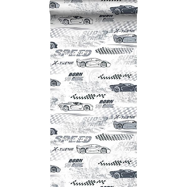 Sanders & Sanders Tapete Rennwagen Schwarz Weiß 50 X 900 Cm 935360 günstig online kaufen