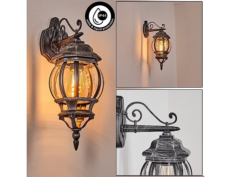 hofstein Außen-Wandleuchte Außenwandlampe aus Metall/Glas in Schwarz/Silber günstig online kaufen