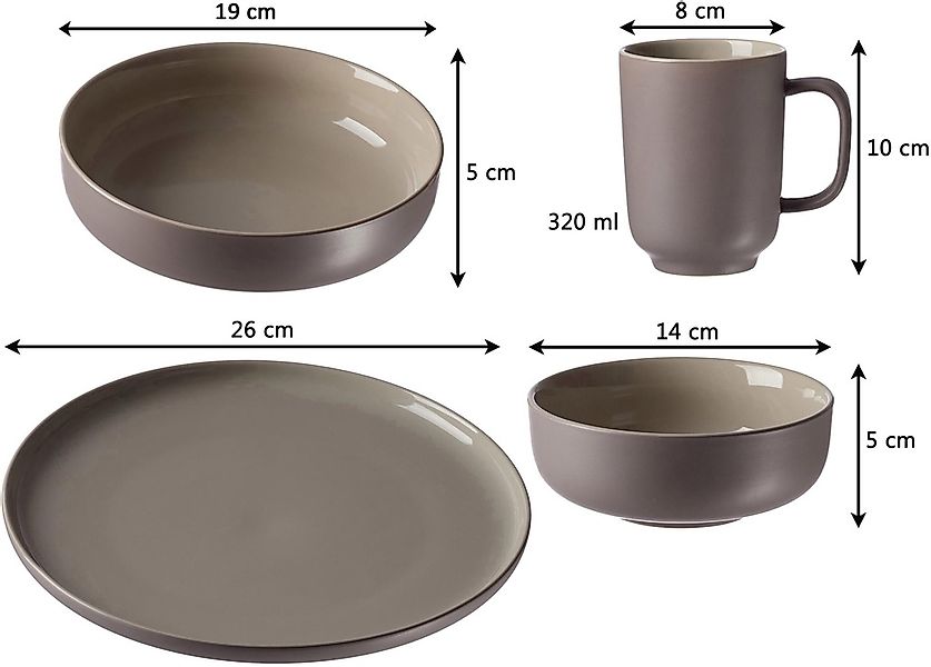 Ritzenhoff & Breker Jasper Kombiservice 16-teilig Taupe günstig online kaufen