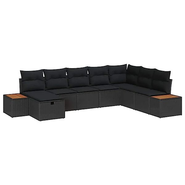 vidaXL 8-Teiliges Garten-Sofa-Set mit Kissen in Schwarz aus Poly Rattan 335 günstig online kaufen