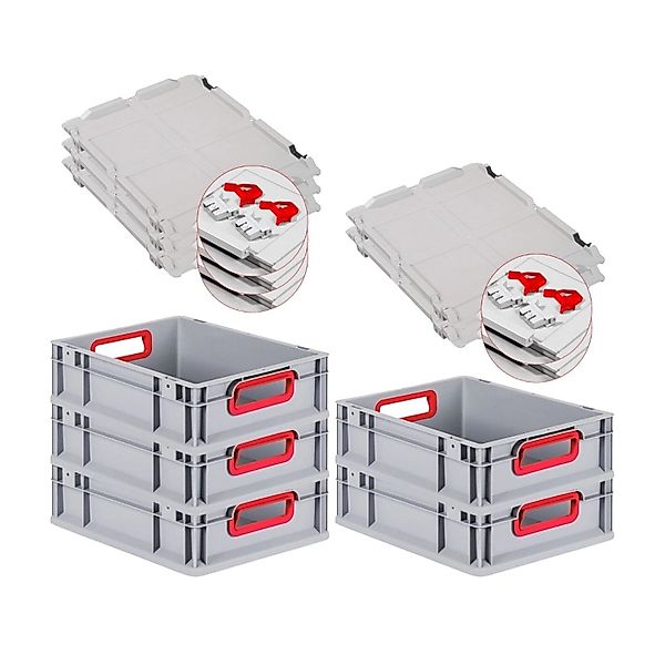 PROREGAL Spar Set 5x Eurobox Nextgen Color Mit Scharnierdeckel & Schiebesch günstig online kaufen