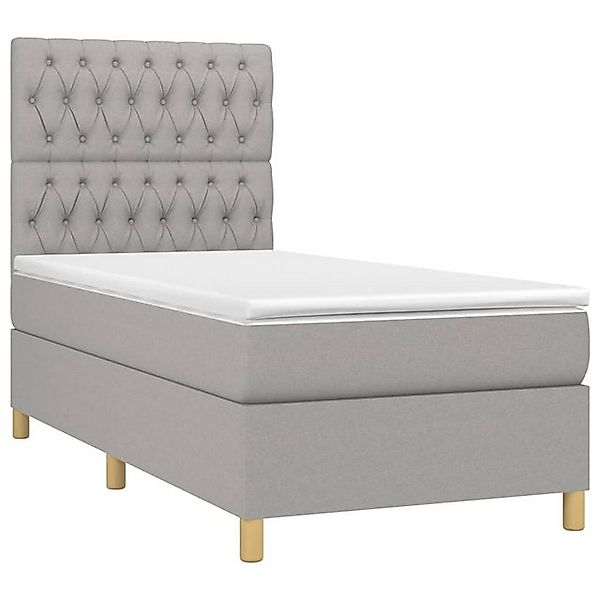 vidaXL Bett Boxspringbett mit Matratze Hellgrau 90x200 cm Stoff günstig online kaufen
