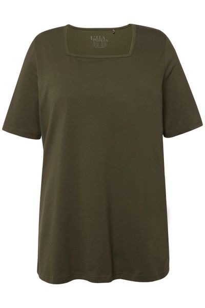 Ulla Popken T-Shirt T-Shirt A-Linie Carré-Ausschnitt günstig online kaufen