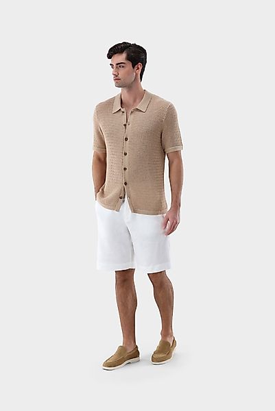 Häkel-Strickhemd mit Kurzarm aus Kaschmir und Baumwolle günstig online kaufen