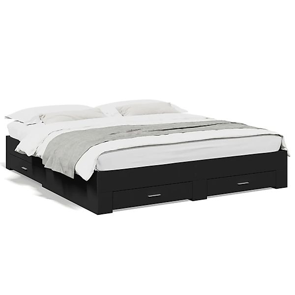 vidaXL Bettgestell mit Schubladen Schwarz 200x200 cm Holzwerkstoff 3280357 günstig online kaufen