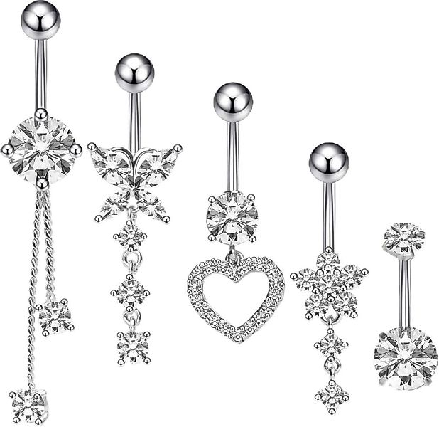 Moosono Bauchnabelpiercing-Set 5er Set Bauchnabelpiercing Chirurgenstahl günstig online kaufen