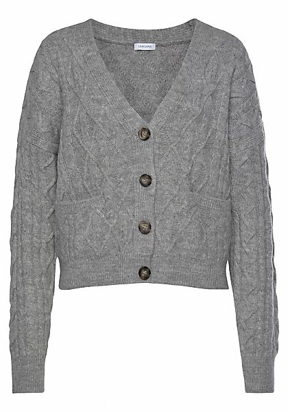 LASCANA Strickjacke, mit Zopfmuster, kuschelweicher Cardigan, lässig günstig online kaufen