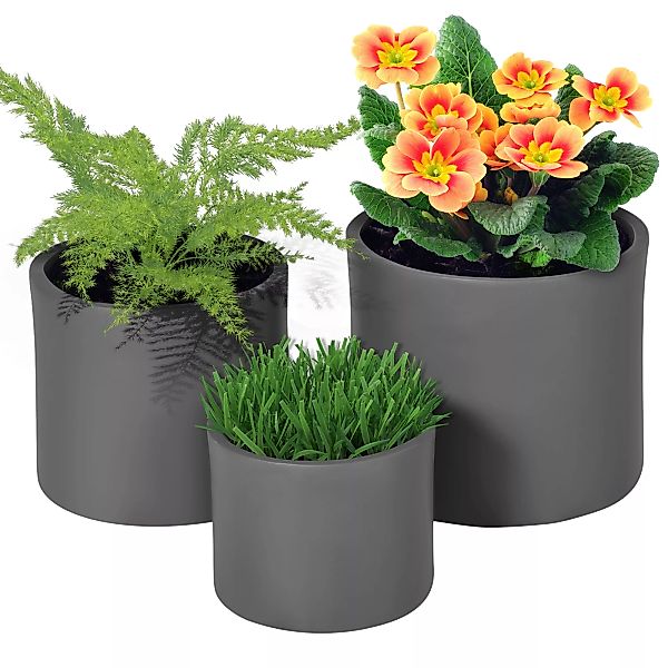 Outsunny Pflanztöpfe 3er-Set  Runde Blumentöpfe mit Ablaufloch, in 3 Größen günstig online kaufen