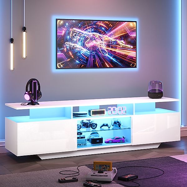 Merax Lowboard mit LED-Beleuchtung, Hochglanzfront & günstig online kaufen