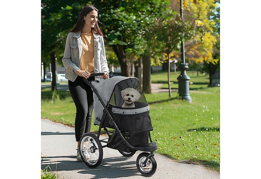 PawHut Hundebuggy mit 3 große Gummiräder, Kissen, Netzfenstern, Sicherheits günstig online kaufen