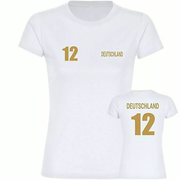 multifanshop T-Shirt Damen Deutschland - Trikot 12 Gold - Frauen günstig online kaufen