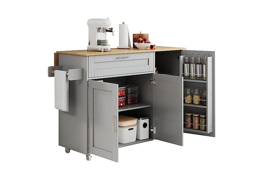 Merax Küchenwagen mit erweiterbarer Arbeitsplatte, (3 Türen, 1 Schublade un günstig online kaufen