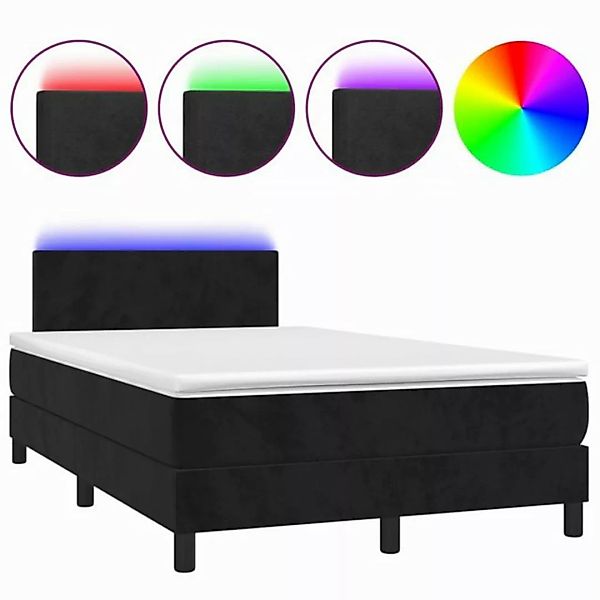 vidaXL Boxspringbett Boxspringbett mit Matratze LED Schwarz 120x200 cm Samt günstig online kaufen