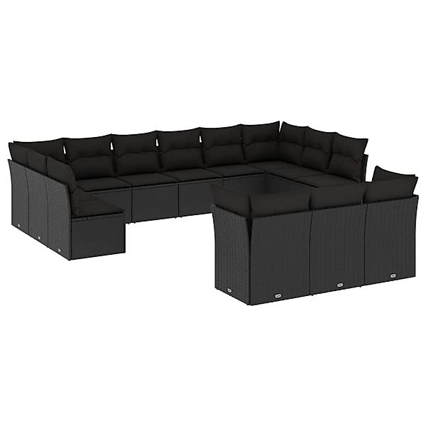 vidaXL 13-tlg Garten-Sofagarnitur mit Kissen Schwarz Poly Rattan Modell 6 günstig online kaufen