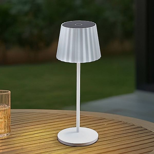 Lindby LED-Akku-Tischleuchte Esali, weiß, Rillen, 29cm günstig online kaufen