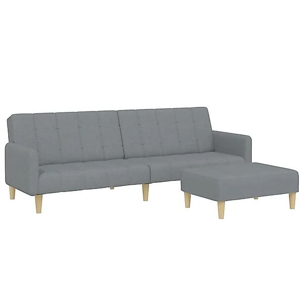 vidaXL Schlafsofa 2-Sitzer mit Fußhocker Hellgrau Stoff 3258088 günstig online kaufen