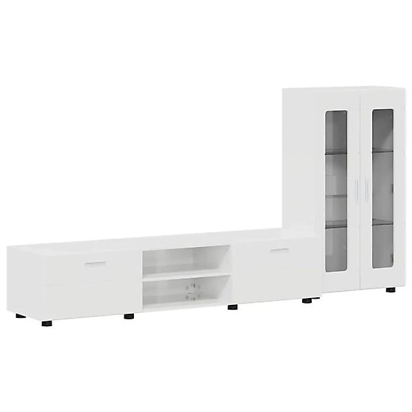 vidaXL TV-Schrankset mit Schubladen Hochglanz Weiß Holzwerkstoff 3397938 günstig online kaufen