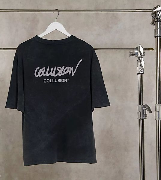 COLLUSION – Oversize-T-Shirt mit Logoprint aus verwaschenem Piqué-Material- günstig online kaufen