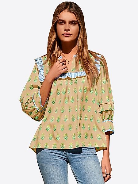 Imily Bela Blusenshirt Damen Puppenkragen Print Hemd (Packung, 1-tlg., 1per günstig online kaufen