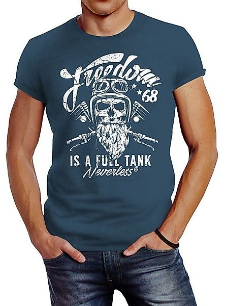 Neverless Print-Shirt Herren T-Shirt Biker Motorrad Motiv Freedom is a full günstig online kaufen