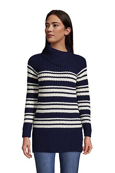 Longpullover mit geteiltem Kragen, Damen, Größe: M Normal, Blau, Baumwolle, günstig online kaufen