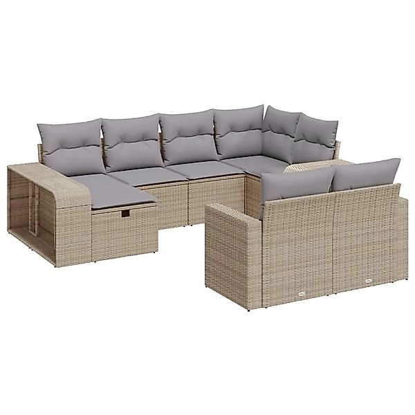 vidaXL 10-Tlg Garten-Sofagarnitur mit Kissen Beige Poly Rattan 3326063 günstig online kaufen