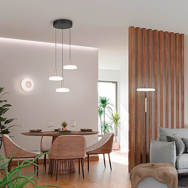 LED-Wandleuchte Celeste, braun/weiß, Ø 22 cm Glas dimmbar günstig online kaufen