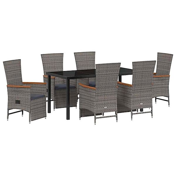 vidaXL Garten Essgruppe mit Kissen 7-Tlg Grau Poly Rattan 3379454 günstig online kaufen
