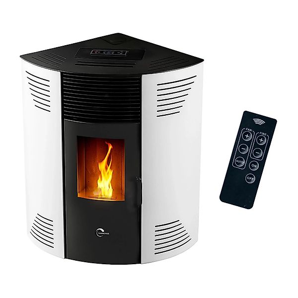 Sannover Eck-Pelletofen Iseos 12,2 kW Weiß günstig online kaufen