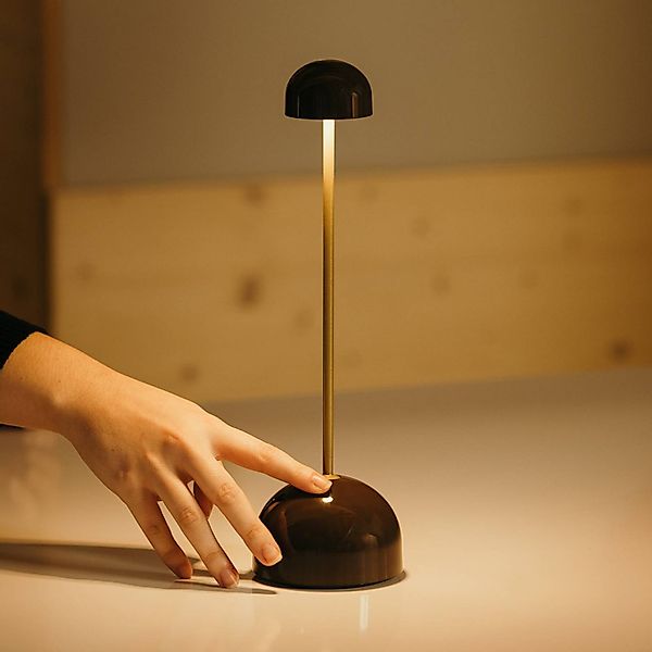 MARSET LED-Akku-Tischlampe Sips, braun/gold, 31 cm, Stahl günstig online kaufen